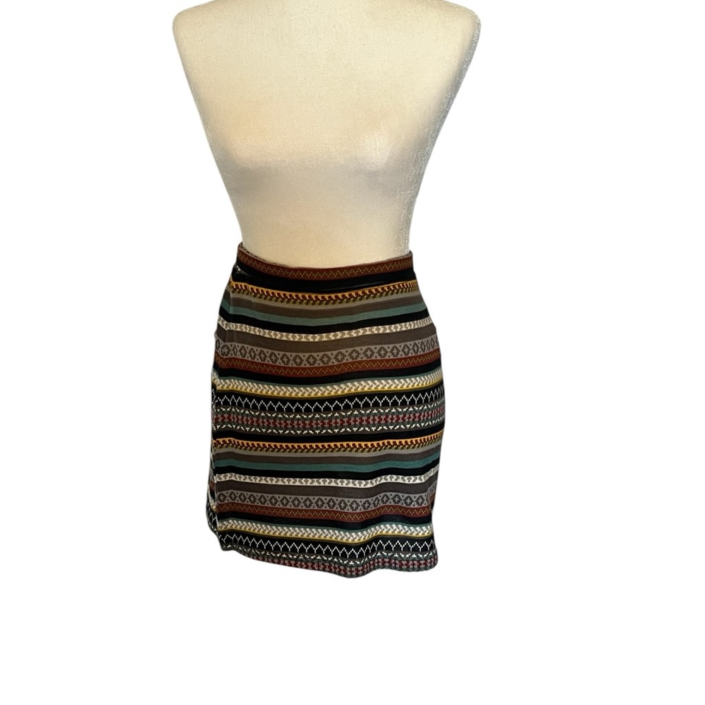 Double D Ranch Gray Knit Skirt with Red and Green Accent Bands